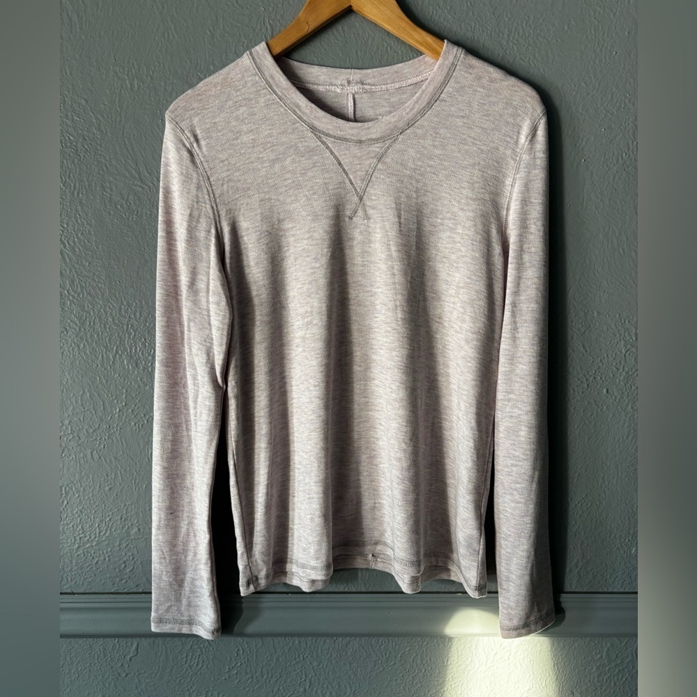 Papinelle | soft | heathered | long sleeve | v neck | pink undertone | tee | s